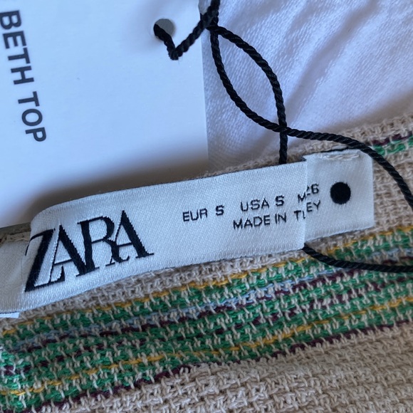 Zara “The Beth Top” in striped woven cotton with halter neck. Elastic at back. S - Picture 15 of 15